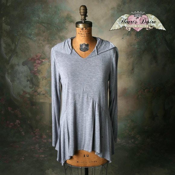 Joseph A Peasant Boho Top Grey Soft Athleisure Md - Picture 1 of 12